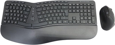 Conceptronic ORAZIO02DE Ergo Kabelloses Set aus ergonomischer Tastatur und vertikaler Maus, deutsches Layout, Schwarz