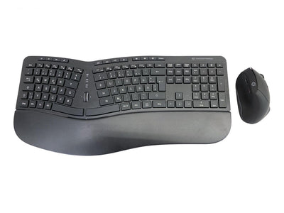 Conceptronic ORAZIO02DE Ergo Kabelloses Set aus ergonomischer Tastatur und vertikaler Maus, deutsches Layout, Schwarz