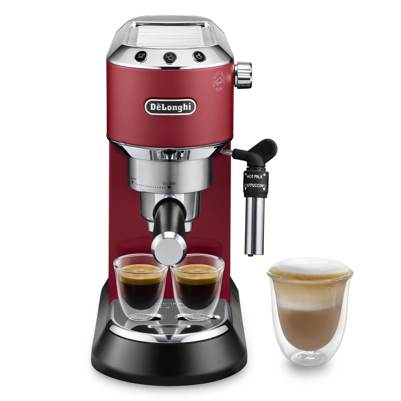 De'Longhi Dedica Style EC 685.B – Espresso Siebträgermaschine, Espressomaschine mit professionellem Milchaufschäumer, nur 15 cm breit, für Kaffeepulver oder ESE Pads, 1 l Wassertank, schwarz