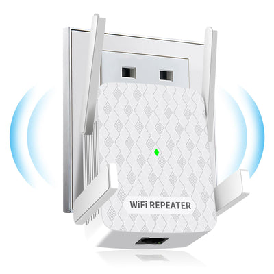 Amplificateur WLAN, répéteur WLAN 1200 Mbit/s double bande 5 GHz + 2,4 GHz, amplificateur WiFi couvre jusqu'à 200 m², répéteur WiFi avec connexion Ethernet, prend en charge WPS, compatible avec tous les appareils WLAN