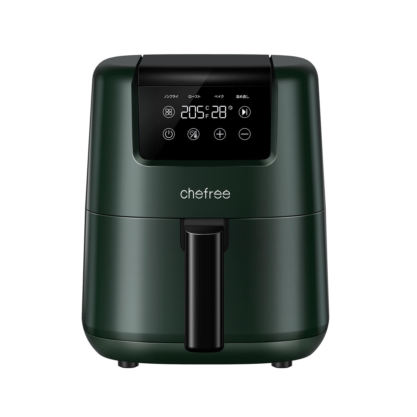 Chefree Heißluftfritteuse 2L, Kompakt, Energiesparend,Antihaft-Frittierkorb, digitaler Touchscreen, Frittieren ohne Öl, 900W, spülmaschinenfest, BPA-frei,AF300, Dunkelgrün