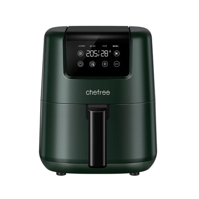 Chefree Heißluftfritteuse 2L, Kompakt, Energiesparend,Antihaft-Frittierkorb, digitaler Touchscreen, Frittieren ohne Öl, 900W, spülmaschinenfest, BPA-frei,AF300, Dunkelgrün