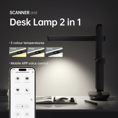 CZUR Aura Pro Tragbarer Buchscanner 14 MP Dokumentscanner A3 Dokumentenkamera Schneller Scanner Intelligente Tischlampe Tischleuchte Visualiser OCR Kompatibel mit macOS Windows (Aura Pro)