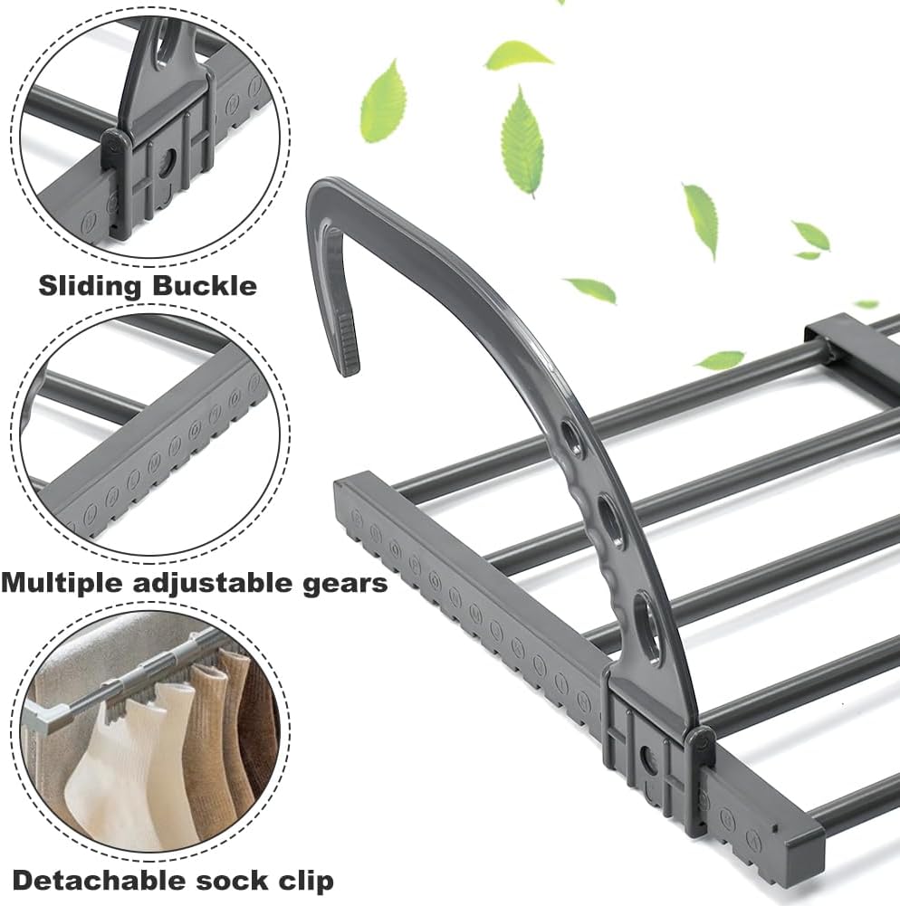 ADERTOS Wäschetrockner Heizkörper Ausziehbar Hängetrockner 32-55cm Breite Schwarz Klappbar Balkonwäschetrockner Stahl Kunststoff Wäschehänger Wäscheständer Heizung Wäschehalter für Kleindung Socken