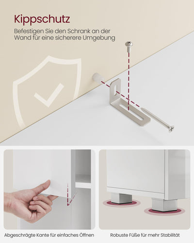 VASAGLE Badezimmerschrank, Badschrank, Badezimmermöbel mit Einer Schublade, verstellbare Ablagen, offenes Fach, 30 x 30 x 170 cm, klassikweiß BBC560P31