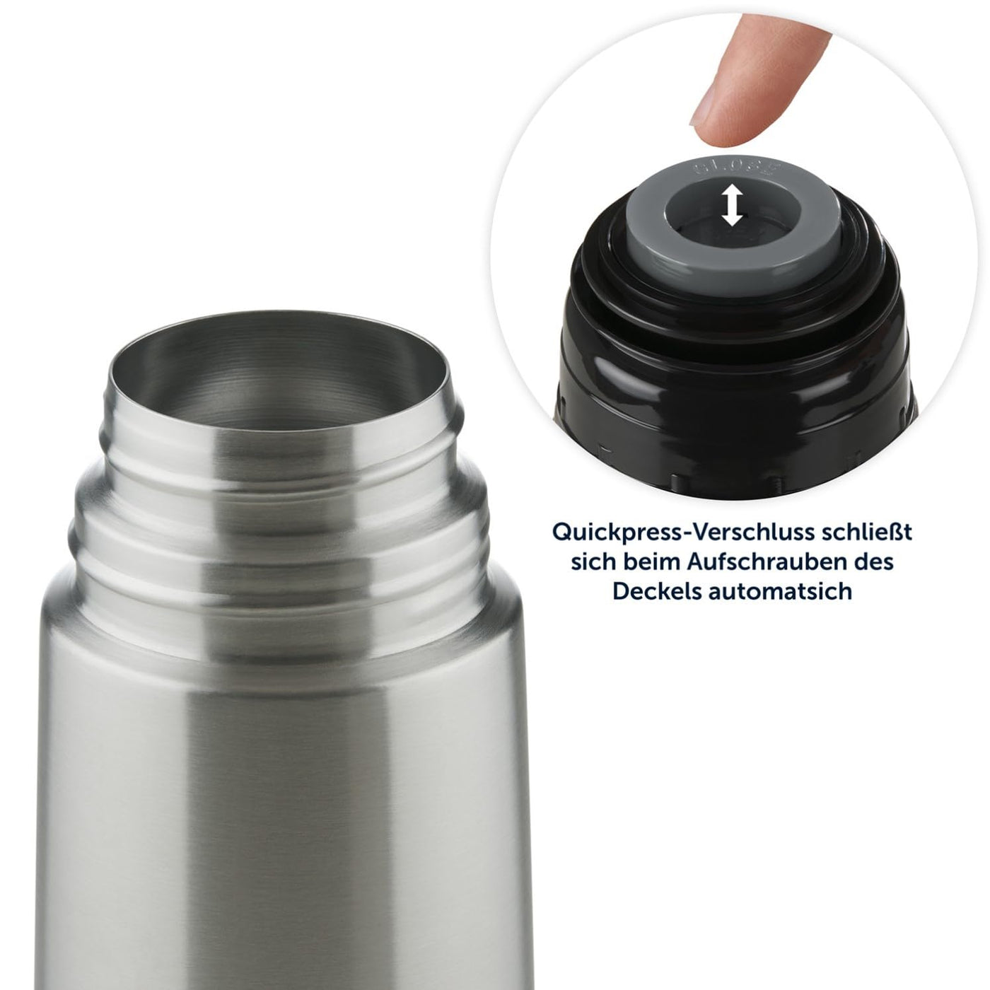 Blumtal® Thermosflasche 1L - BPA-freie Thermoskanne für warm&kalt - auslaufsichere Isolierflasche 1L aus Edelstahl rostfrei - Thermosflasche mit Becher - Thermoflasche - Stainless Steel - Silber