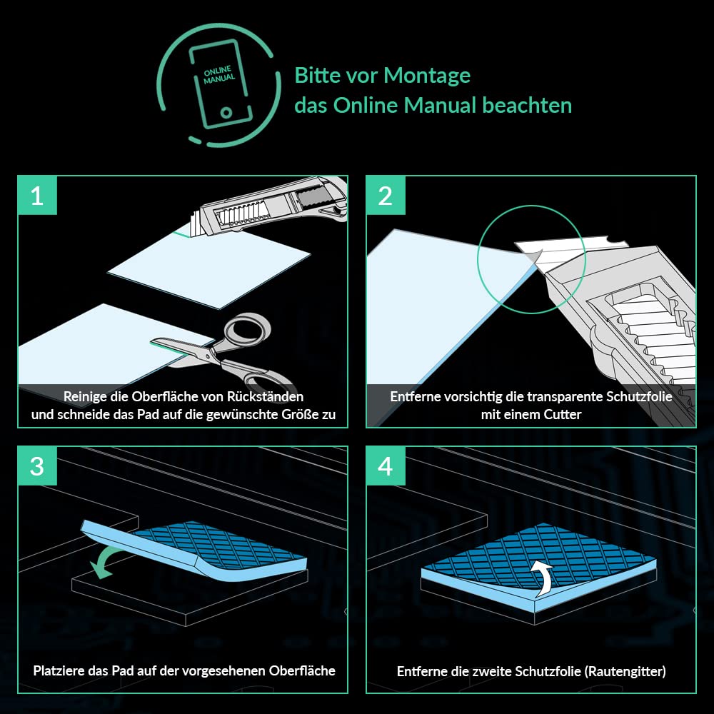 ARCTIC TP-3 Wärmeleitpad: Premium Performance Thermal Pad, 120x20x1,5 mm (stapelbar bis 2,0 mm ohne Leistungsverlust), 4 Stück - Hohe Leistung, sehr weich, Gap-Filler, Überbrückung von Unebenheiten