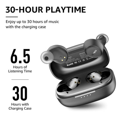 TOZO A1 Mini Bluetooth Kopfhörer 5.3 Kabellos Bluetooth Kopfhörer, In Ear Kopfhörer mit APP Steuerung, 30 Std Premium Stereo Sound, IPX5 Wasserdicht Kabellose Kopfhörer für kleine Ohren - Schwarz