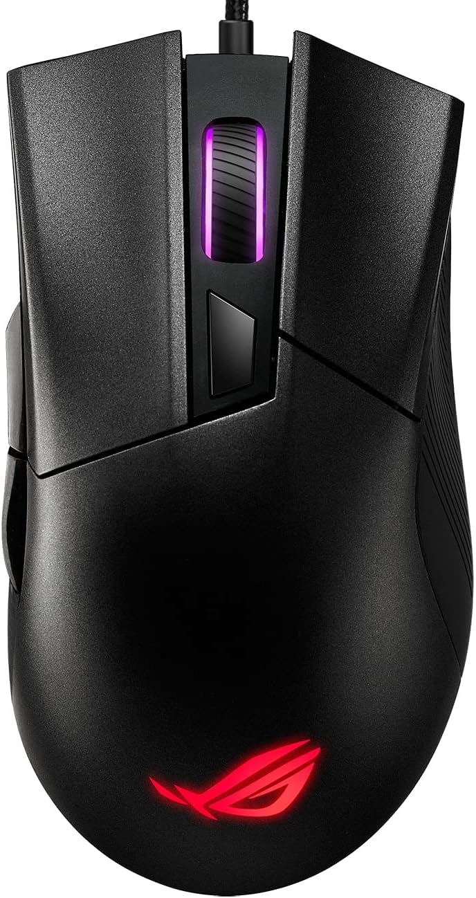 Asus ROG Gladius II Core Gaming-Maus (6200 DPI Sensor, Aura Sync Beleuchtung, Abnehmbare Schalter) schwarz