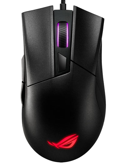 Asus ROG Gladius II Core Gaming-Maus (6200 DPI Sensor, Aura Sync Beleuchtung, Abnehmbare Schalter) schwarz