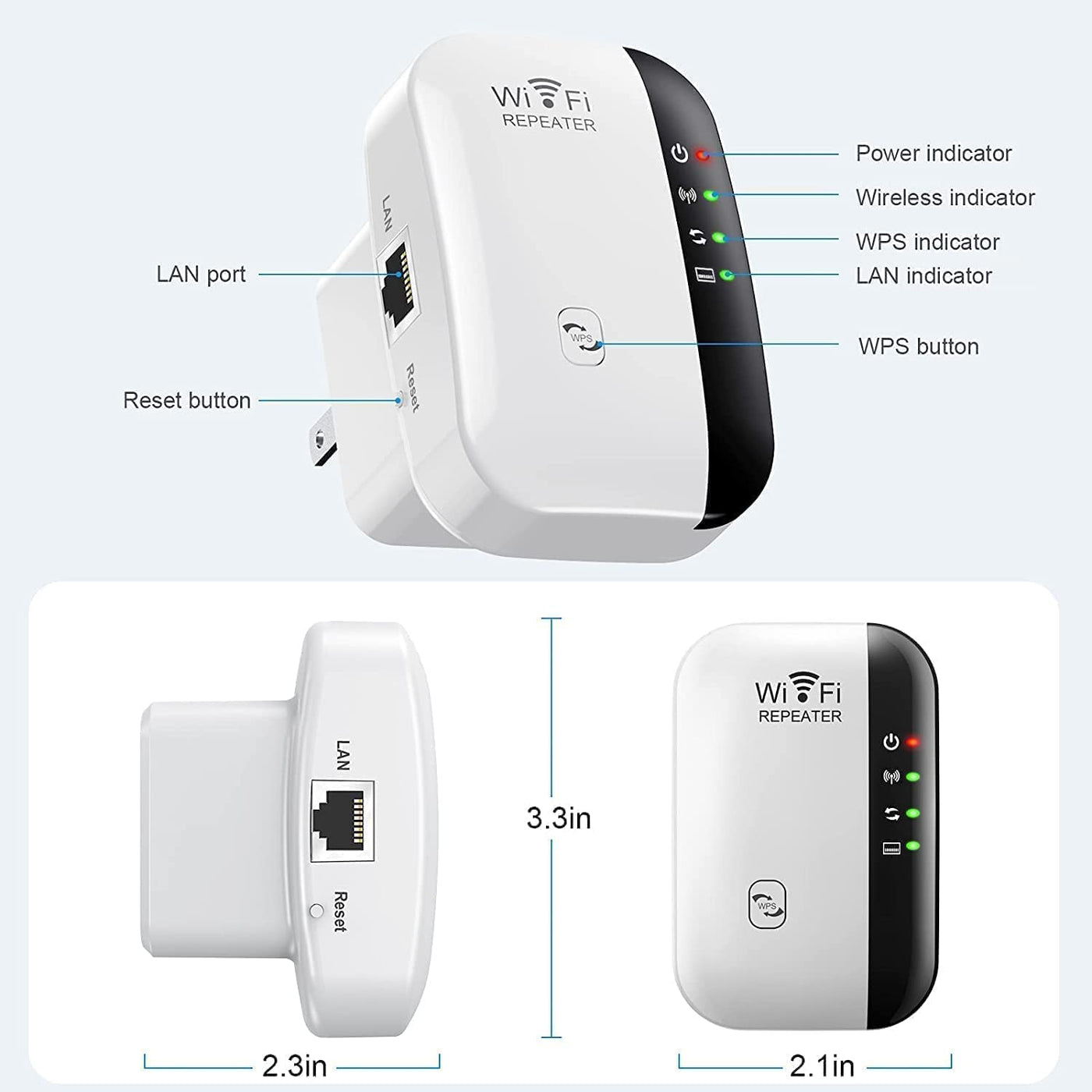 2025 Neu WLAN Repeater WLAN Verstärker 300Mbit/s 2,4GHz WiFi Booster mit Repeater/Router/Access Point Modus,Einfache Einrichtung,WiFi Range Extender Mit LAN/WAN Port