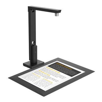 CZUR 12MP USB-Dokumentenkamera und Visualizer, A4 Dokumentenscanner tragbarer Scanner, für Lehr- und Klassenzimmer, Home-Office, kompatibel mit Windows, macOS (Lens 1200) (Mattschwarz)