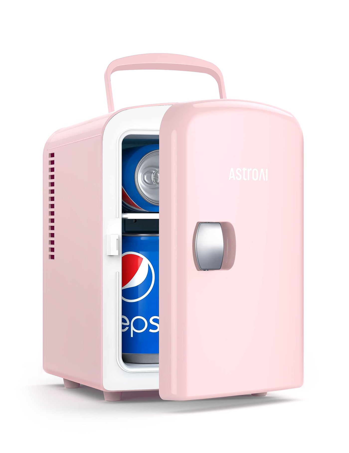 AstroAI Mini Kühlschrank 4 Liter, Kleiner Kühlschränk für Kosmetik und Getränke, Mini-Kühlschränke mit 220V AC/12V DC für Autos, Büros, Wohnheim, Reisen, Rosa