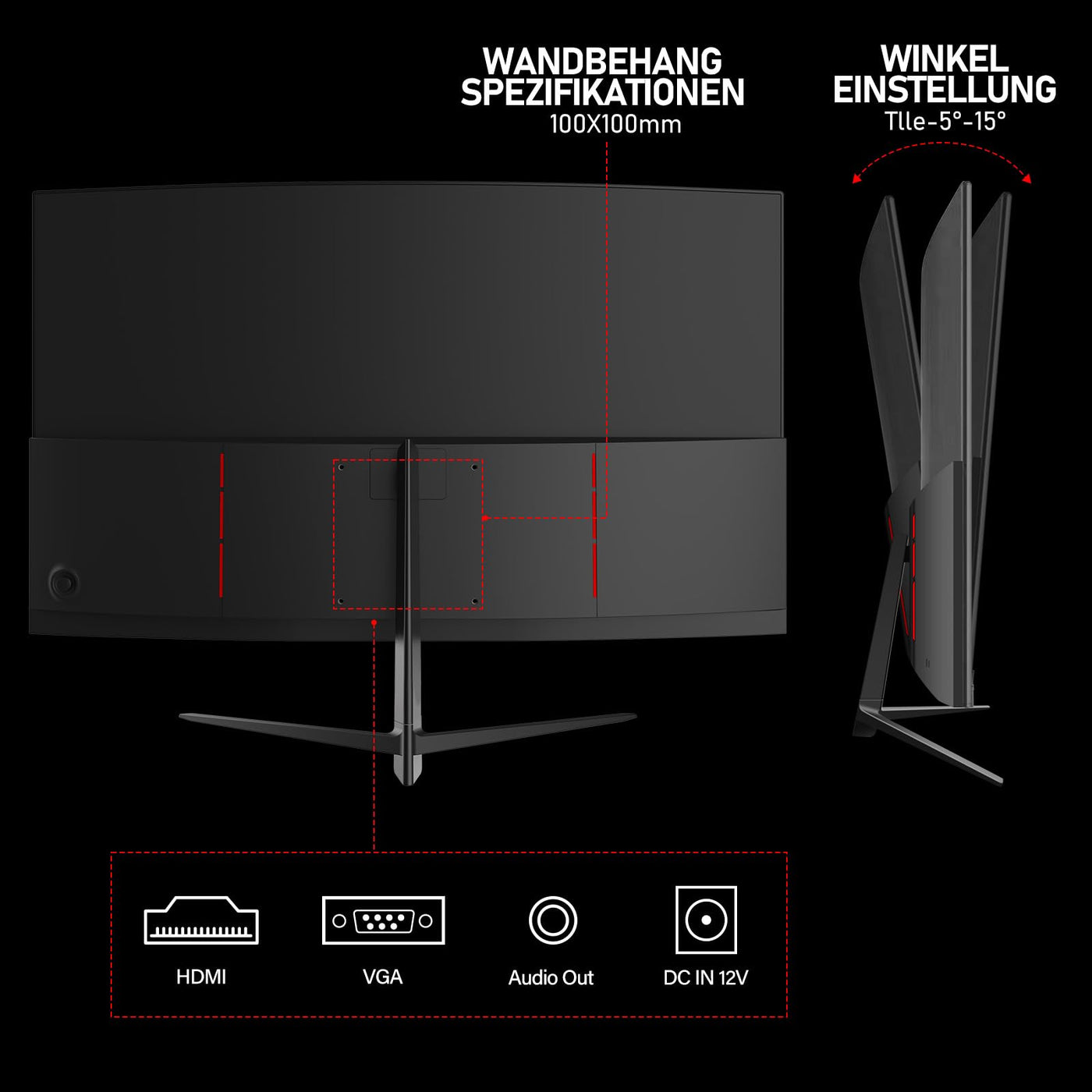 Gawfolk Curved Monitor 27 Zoll 100Hz mit Lautsprecher, 1800R Gebogen PC Bildschirm FHD 1080P, Computerbildschirm mit Eye Care Technologie HDMI VGA, unterstützt VESA