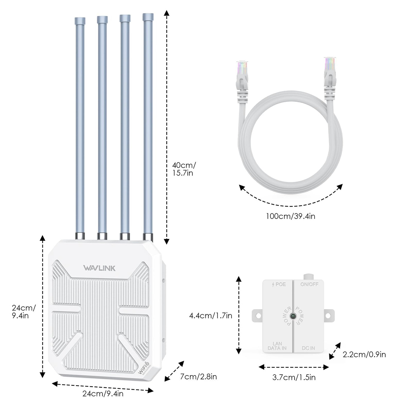 AX3000 Lange Reichweite Outdoor WiFi 6 Mesh WLAN Repeater, WN573HX3 Dualband 3000Mbit/s Gigabit PoE Access Point (AP)/WLAN Verstärker Aussenbereich (4x8dBi Antennen, IP67 Wetterfester, +256 Geräte)