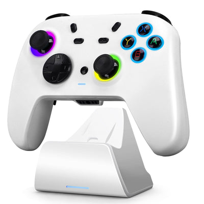 DuLingKer PC Controller mit Ladestation, Wireless Switch Controller für Switch/PC Windows/Steam mit Hall Effekt Trigger/Joystick(Kein Drift), RGB Licht, M1/M2 Taste, Game Controller für PC/Switch