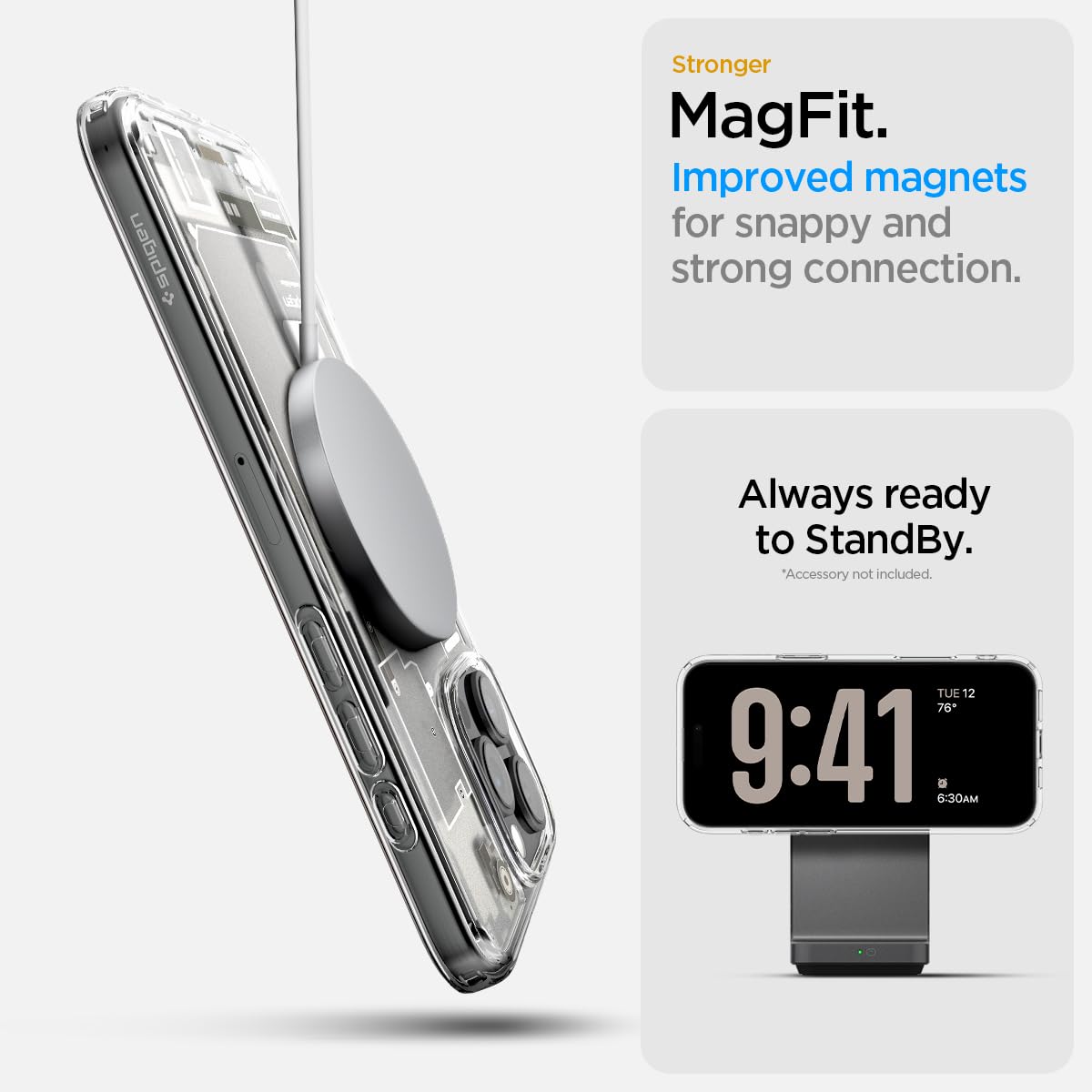 Spigen für iPhone 16 Pro Max Hülle [Anti-Yellowing] Ultra Hybrid MagFit Case Handyhülle Transparent Dünn Slim Kompatibel mit MagSafe -Zero One Natural Titanium