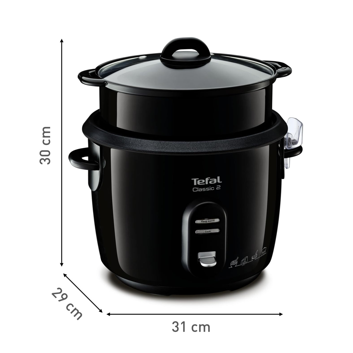 Tefal New Classic Reiskocher RK1038 | automatische Programme | Warmhaltefunktion | 5L Fassungsvermögen | Dampfgarfunktion | schwarz-metallic