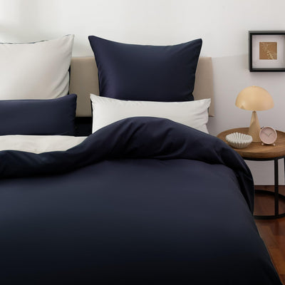 Blumtal Premium Duvet Cover Set 120 - Extra Soft Microfibre 135 x 200cm & 80 x 80cm Fluffy and Soft Bedding, Luxury Bed Covers, from Single to Superking Size Dark Ocean Blue/Moonlight Grey