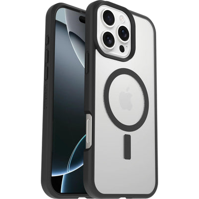 OtterBox Sleek Series MagSafe Hülle für iPhone 16 Pro Max, stoßfest, sturzsicher, ultraschlank, schützende Hülle, Getestet nach Militärstandard, Transparent/Schwarz, Keine Einzelhandelsverpackung