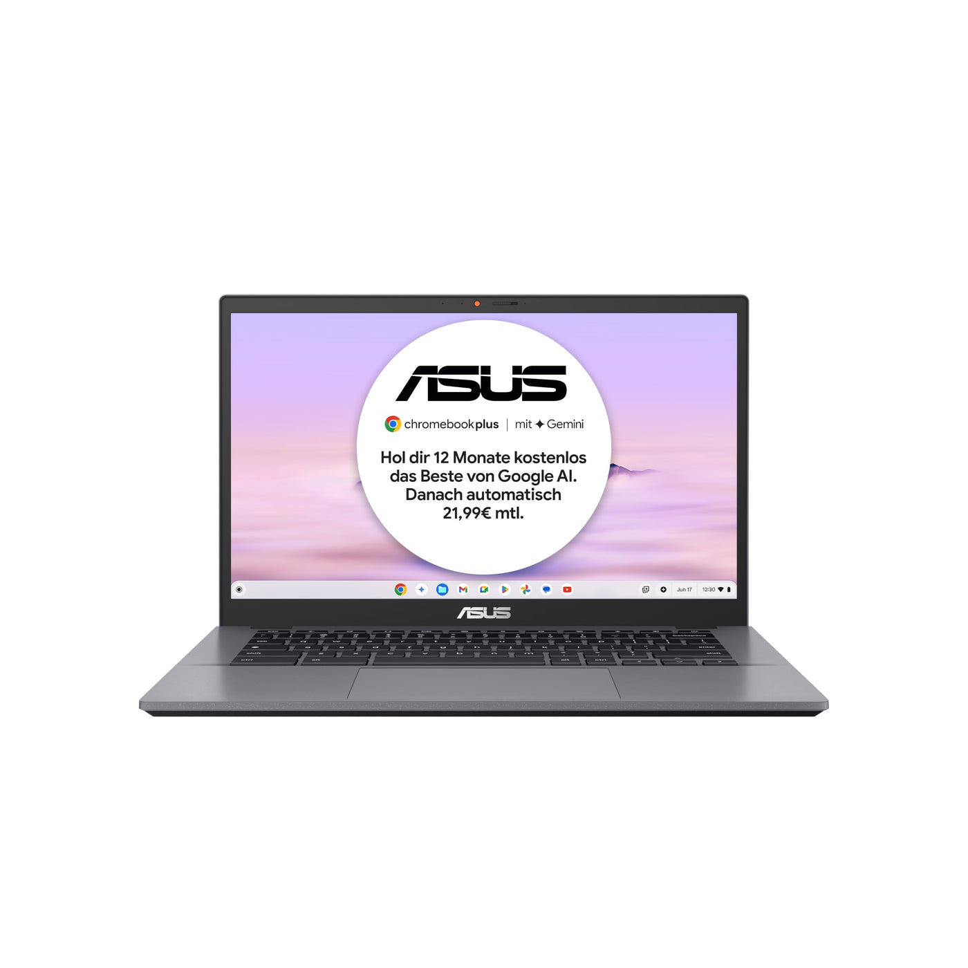 ASUS Chromebook Plus CX34 Laptop | 14" Full-HD 16:9 IPS Display | Intel Core i3-1215U | 8 GB RAM | 128GB UFS | Intel UHD Graphics | ChromeOS | QWERTZ Tastatur | Rocky Grey