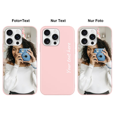 Yoedge Handykette Personalisierte Handyhülle für iPhone 16 Pro Rosa Hülle mit Band Kordel 6,3", Selbst Gestalten/personalisiert mit Foto Bild Text Individuelle Schutzhülle Cover für iPhone 16 Pro