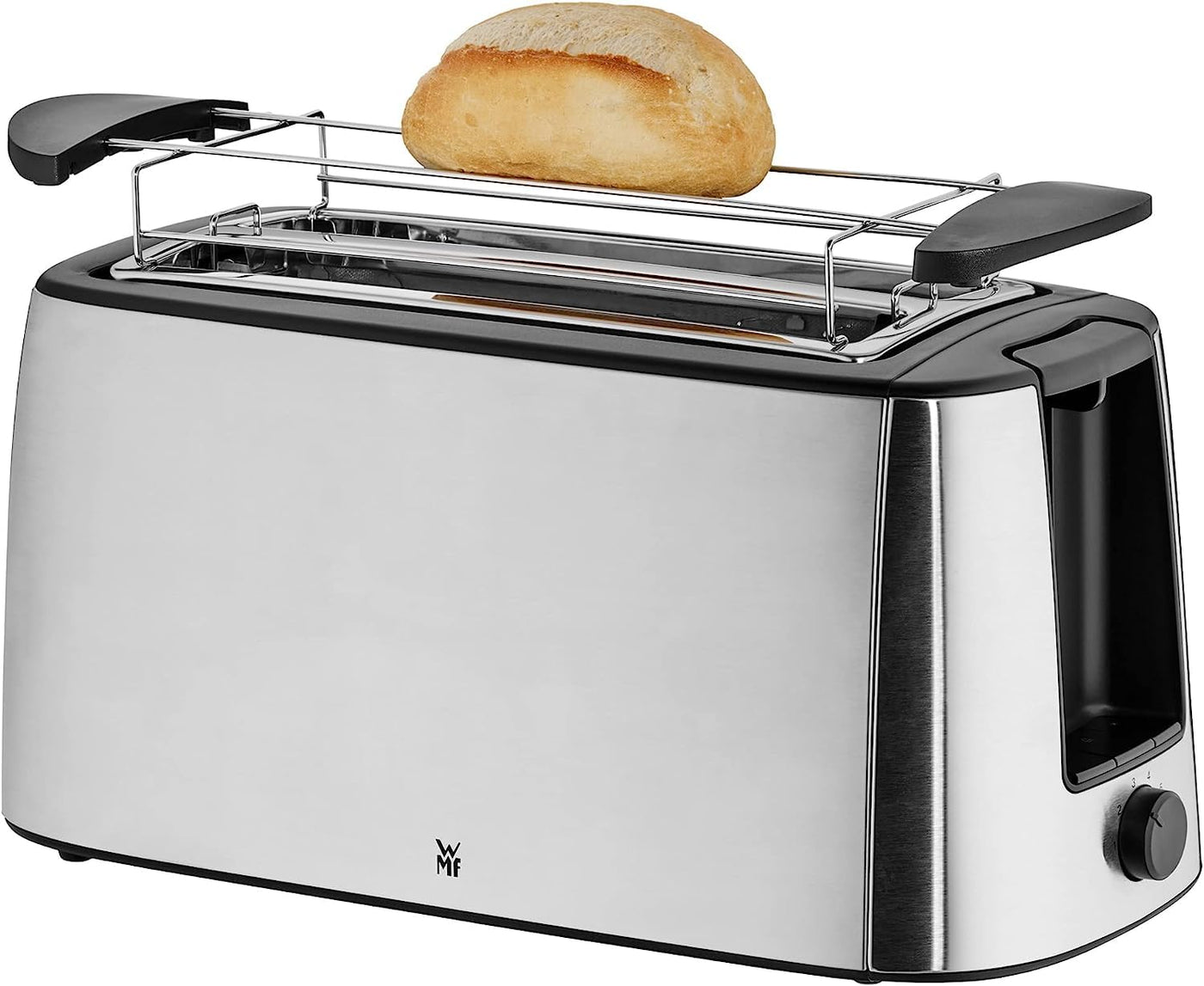 WMF Bueno Pro Toaster Langschlitz 4 Scheiben mit Brötchenaufsatz, XXL Toast, Aufknusper-Funktion, 6 Bräunungsstufen, 1550W, Toaster edelstahl matt