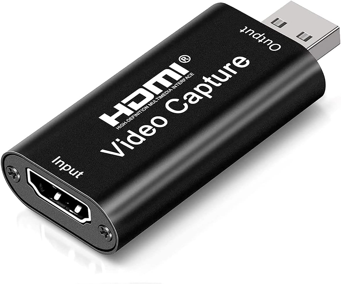 Videoaufnahmekarte Capture Card hdmi USB Adapter, 1080P hdmi Capture Card hdmi Video Capture USB2.0 für Gaming, Streaming TV, Rekorder Live-Streaming Video für Windows Mac OS (hdmi USB)