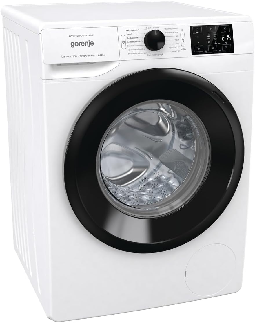 Gorenje W2AM 14 AP Waschmaschine mit 10 kg Fassungsvermögen, Made in Europe, 16 Programme, SteamTech, AquaStop, Kindersicherung, StopAdd Go, Daunenwäsche, weiß