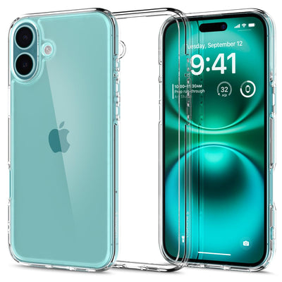 Spigen für iPhone 16 Hülle [Anti-Yellowing] Ultra Hybrid Case Handyhülle Schutzhülle Cover Transparent Durchsichtig Dünn Slim -Crystal Clear