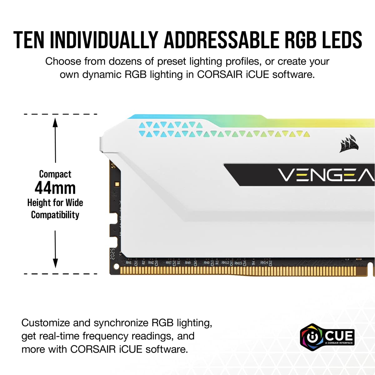 Corsair VENGEANCE RGB PRO SL 32GB (2x16GB) DDR4 3600 (PC4-28800) C18 1.35V Desktop Memory - Weiß