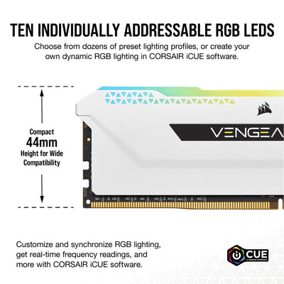 Corsair VENGEANCE RGB PRO SL 32GB (2x16GB) DDR4 3600 (PC4-28800) C18 1.35V Desktop Memory - Weiß