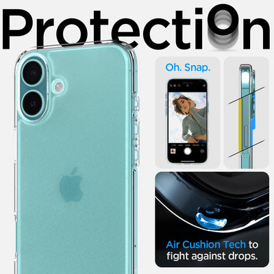 Spigen für iPhone 16 Plus Hülle [Anti-Yellowing] Ultra Hybrid Case Handyhülle Schutzhülle Cover Transparent Durchsichtig Dünn Slim -Frost Clear