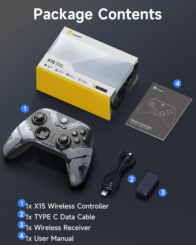 EasySMX X15 Controller PC, PC Controller Wireless mit 7 RGB Licht, Gaming Controller PC mit Hall Joystick&Trigger, Bluetooth Controller Kompatibel mit PC/Switch/Handy/Tablet-Schwarz