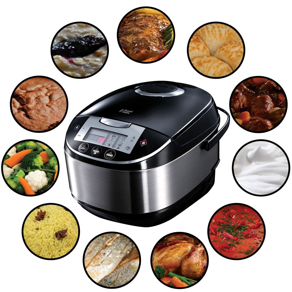 Russell Hobbs Multikocher [11-in-1: Reiskocher, Schongarer, Dampfgarer, Slow Cooker, Backoutomat, Joghurtbereiter etc.] Multicooker (5,0l, digitales Display, Anti-Kondensations-Deckel) 21850-56