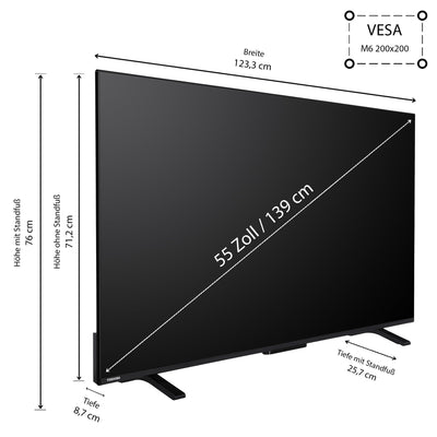 Toshiba 55QV2363DAW 55 Zoll QLED Fernseher/VIDAA Smart TV (4K UHD, HDR Dolby Vision, Triple-Tuner, Bluetooth, Dolby Audio)