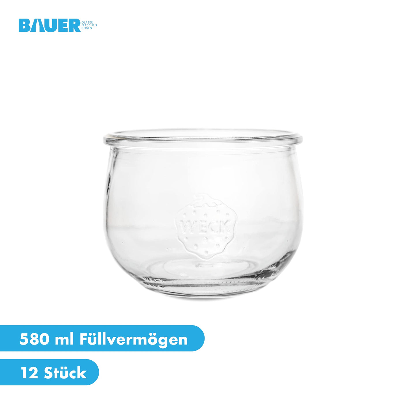 flaschenbauer.de WECK 1/2l Einmachglas 500ml Tulpen-Form - verwendbar als Marmeladenglas, Vorratsglas, Konservenglas 6 Stück Inklusive Etikett - Made in Germany