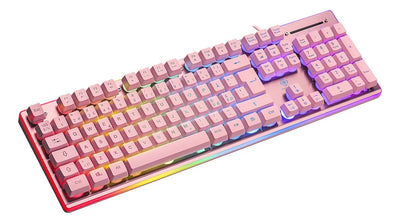 DELTACO GAMING PK75 – Gaming Tastatur (RGB Beleuchtung, 100%, 105 Tasten, Deutsches Layout QWERTZ) – Pink/Rosa