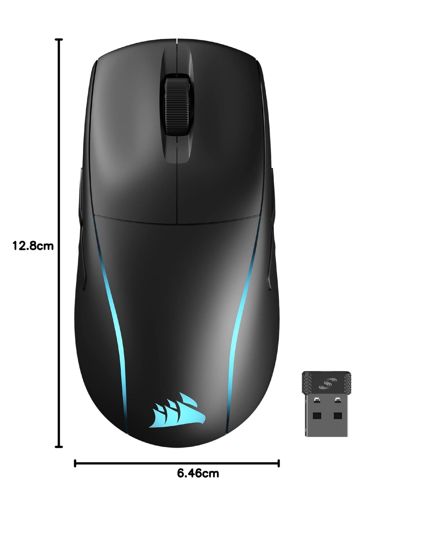 Corsair M75 Wireless RGB Leichte FPS Gaming-Maus – 26.000 DPI – Austauschbare Seitentasten – iCUE-Kompatibel – PC – Schwarz