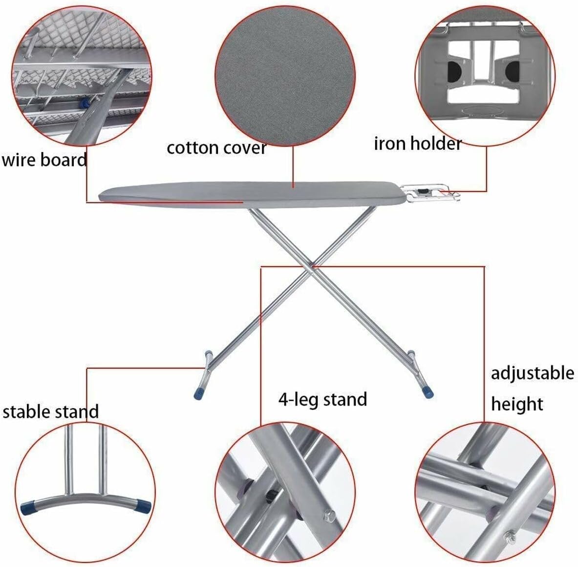 Housse de table à repasser Vileda Express Rapid pour centrale vapeur, surface métallisée et réfléchissante pour un repassage plus rapide, planches à repasser de 30-45 cm x 110-130 cm, couleur gris argenté métallisé