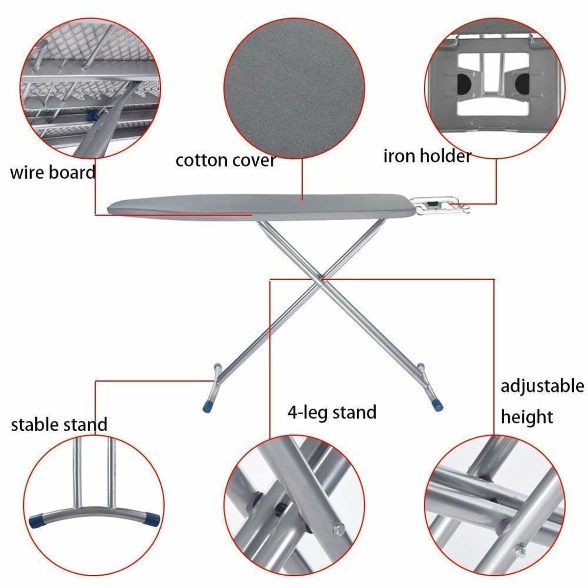 Housse de table à repasser Vileda Express Rapid pour centrale vapeur, surface métallisée et réfléchissante pour un repassage plus rapide, planches à repasser de 30-45 cm x 110-130 cm, couleur gris argenté métallisé