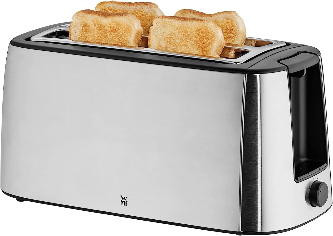 WMF Bueno Pro Toaster Langschlitz 4 Scheiben mit Brötchenaufsatz, XXL Toast, Aufknusper-Funktion, 6 Bräunungsstufen, 1550W, Toaster edelstahl matt