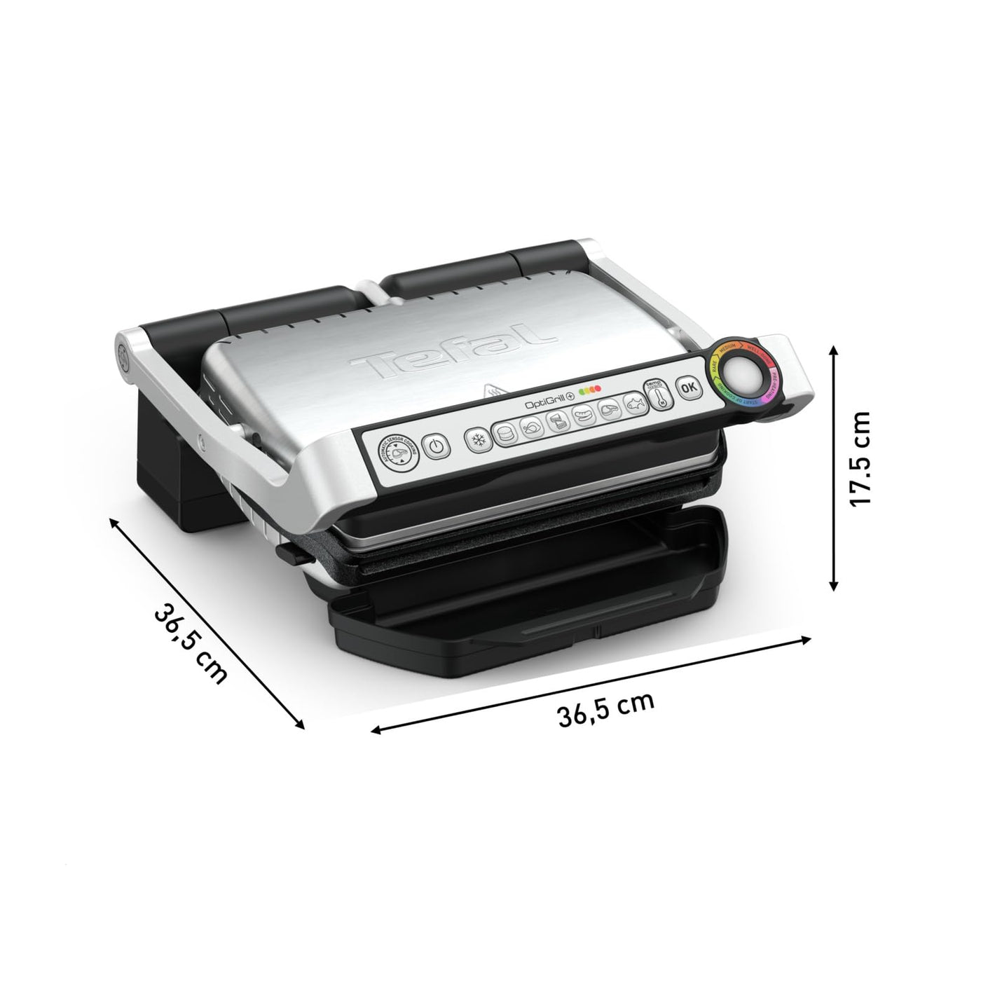 Tefal OptiGrill & Bake Kontaktgrill mit Backschale, 6 Programme, Garstufenanzeige, Abnehmbare Platten, Elektrogrill, Edelstahl, GC714D10, Silber