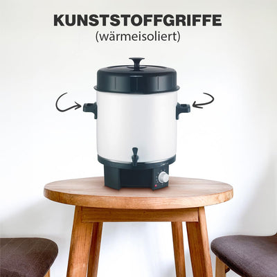 Clatronic® 2in1 Heißgetränke- & Einkochautomat mit 25L Tankinhalt | Einkochtopf für z.B. Glühwein oder Punsch | Glühweinkocher mit Emaillierung & integriertem Ablaufzapfhahn | 1800W | EKA 3338