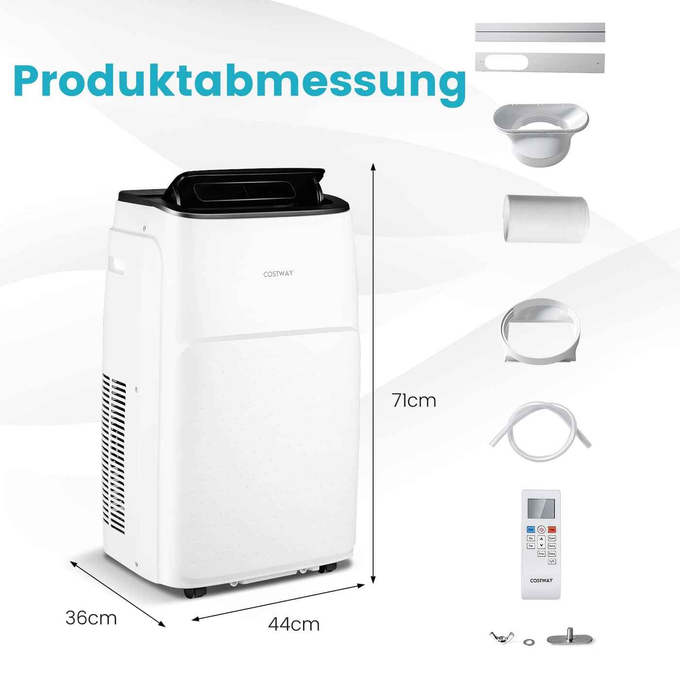 COSTWAY mobile Klimaanlage 14000BTU für 135 m³(45 m²), 5 in 1 Klimagerät Heizlüfter Ventilator Entfeuchter mit Abluftschlauch & APP/Fern Kontrolle