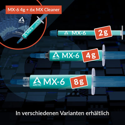 ARCTIC MX-6 (4 g, inkl. 6 MX Cleaner) - Ultimate Performance Wärmeleitpaste für CPU, Konsolen, Grafikkarten, Laptops, sehr hohe Wärmeleitfähigkeit, Lange Haltbarkeit, Nicht leitend, Nicht kapazitiv