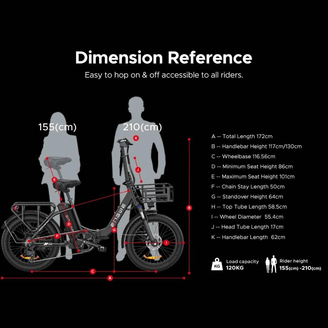 ENGWE E-Bike Klapprad Elektrofahrrad mit 20 Zoll Fat Tire, 15.6Ah Lithium-Akku für Lange Reichweite bis 140KM, 7-Gang-All-Terrain Ebike Herren für MTB, Strand & Schnee