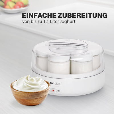 Clatronic® Joghurtbereiter mit 7 Portionsgläsern | Joghurtmaschine bis zu 1,1 Liter Joghurt, Quark & Frischkäse | Yogurt Maker für schnelle & einfache Zubereitung | pro Glas 160 ml + Deckel | JM 3344