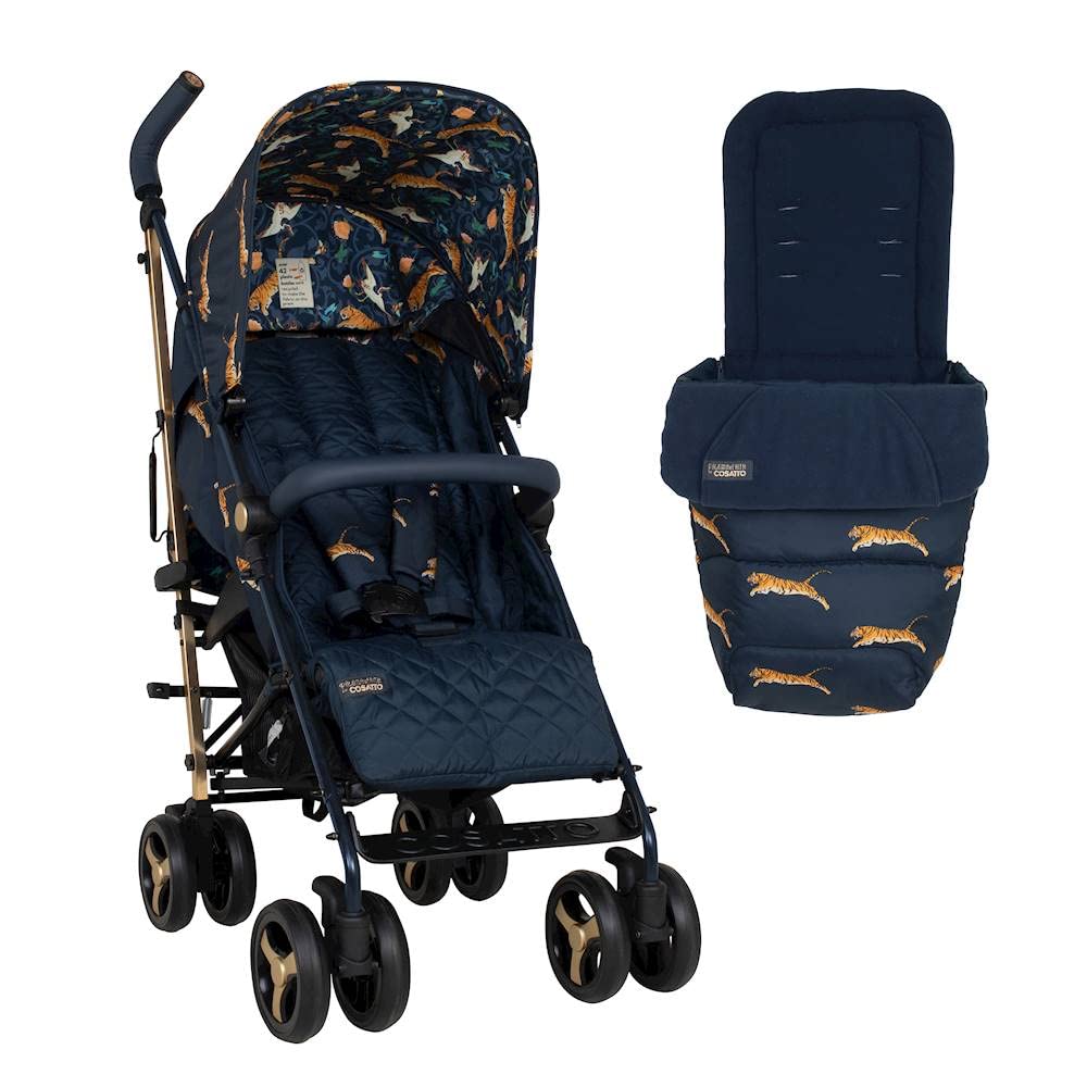 Cosatto Supa 3 Buggy mit Fußsack – Leichter Kinderwagen, Ab Geburt bis 25kg – Leicht & kompakt mit Schirmfaltung, großer Korb, Getränkehalter (On The Prowl)