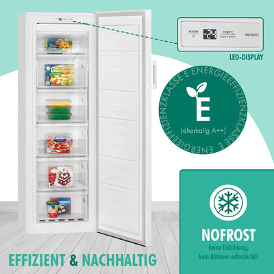 Bomann® Gefrierschrank Nofrost freistehender Tiefkühlschrank 194 Liter Nutzinhalt | No Frost - nie wieder abtauen - Schnellgefrierfunktion u. MultiAirflow-System | Türanschlag wechselbar | GS 7326.1